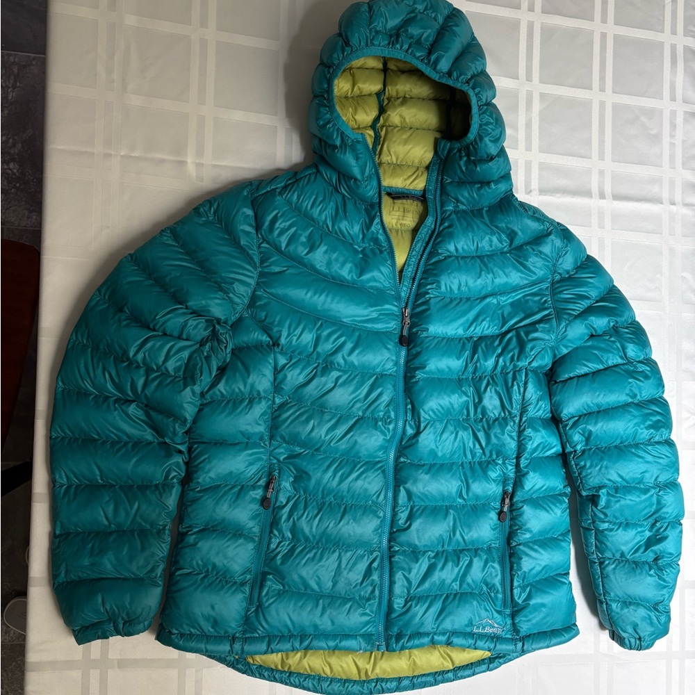 L L Bean Women’s Teal Puffer Jacket with Hood